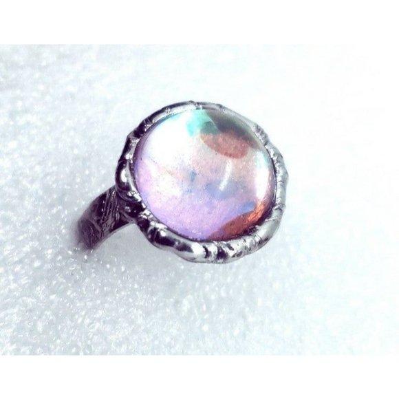 Rainbow orb Ring handmade adjustable Gothic metalwork - Picture 1 of 12